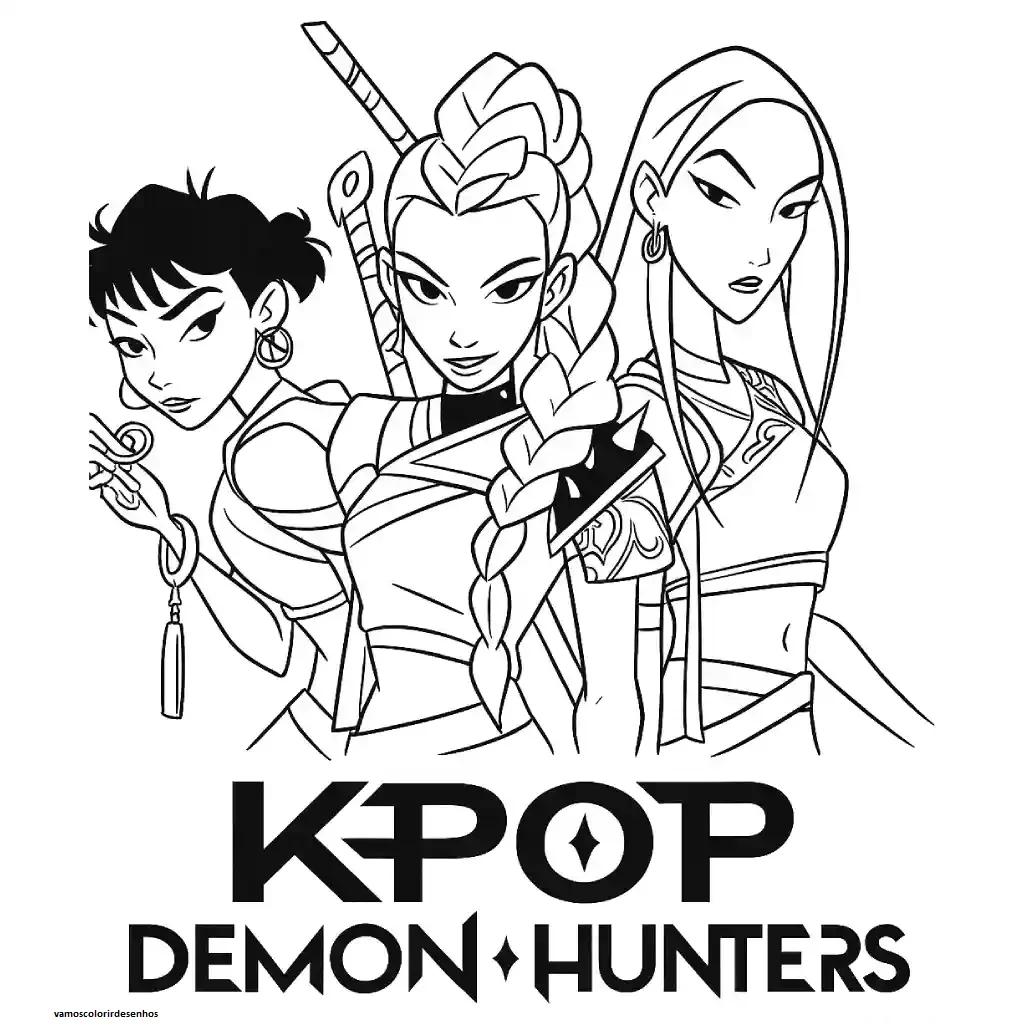Desenhos de K-Pop Warriors Colorir Imprimir Grátis 01
