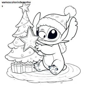 Desenhos de Stitch Christmas para Colorir Imprimir Grátis 10