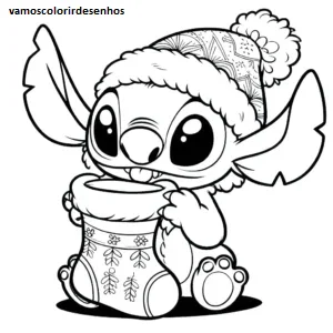 Desenhos de Stitch Christmas para Colorir Imprimir Grátis 04